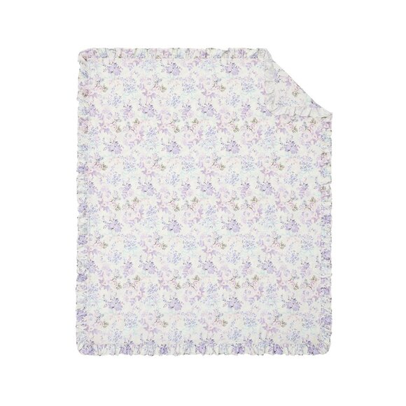 LoveShackFancy Lavender Damask Double Ruffle Edge Duvet Full Queen Floral Purple - Picture 2 of 5